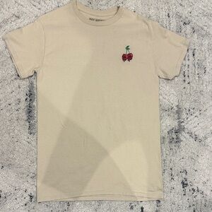 Riot Society Beige Short Sleeve Tee with Cherry Design